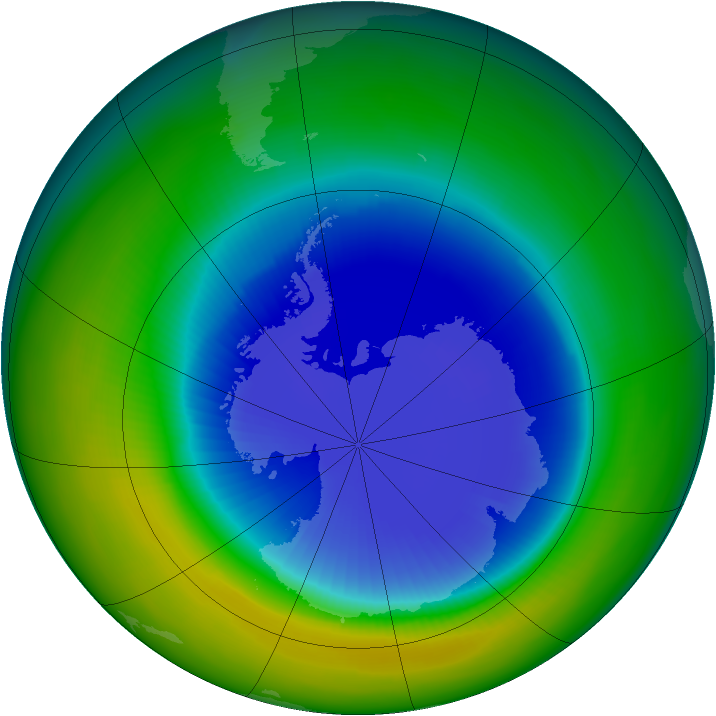 Antarctic ozone map for September 1990